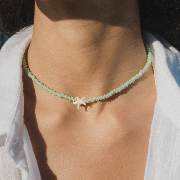 Tidepool Star Necklace, Beaded Necklace