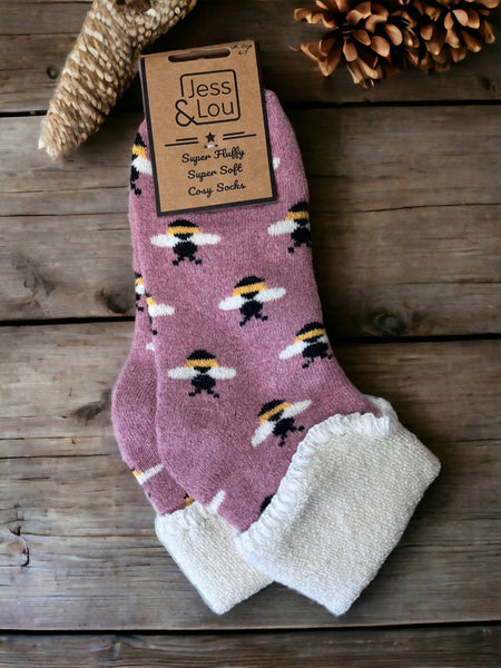 Bees Super Cosy Cuff Socks