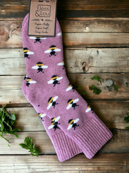 Bees Super Cosy Cuff Socks