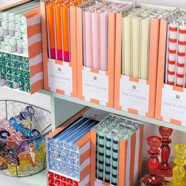 Red & White Dinner Candles | 25 Candles | POS Unit | Xmas |