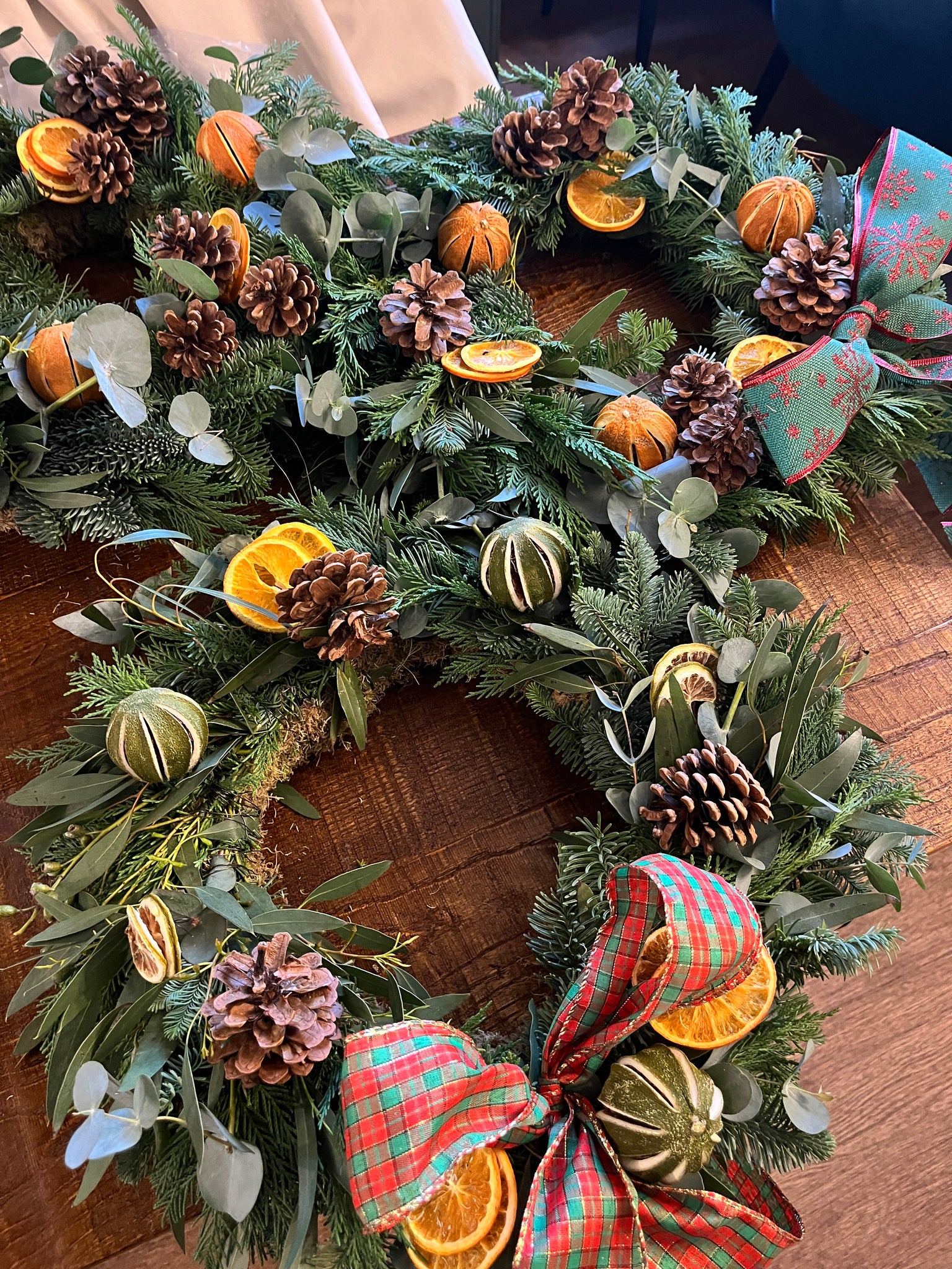 Handmade fruit filled Christmas wreath