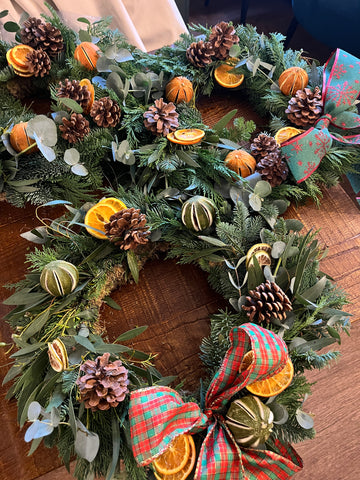 Handmade fruit filled Christmas wreath