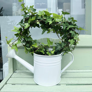 Heart Ivy Wreath in Watering Can Planter