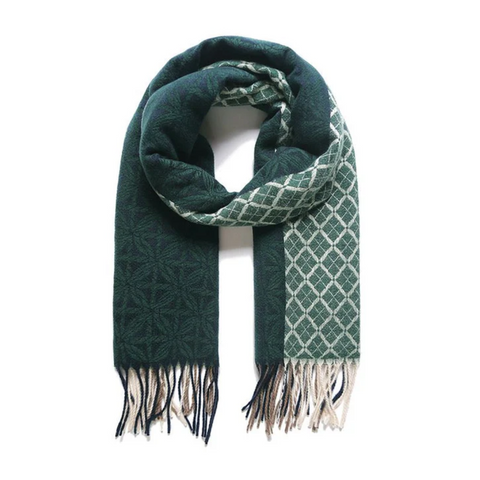 Geometric Flower Green Scarf