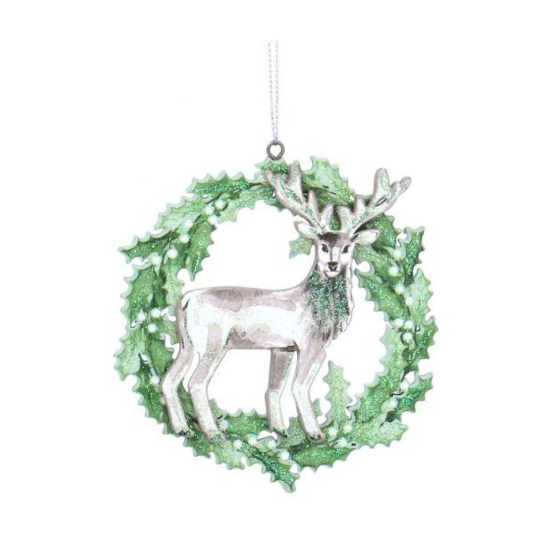 Wooden Wreath Tree Decoration - Stag