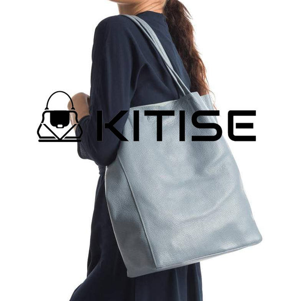 Italian Leather Large Shopper Tote with Tie Closure