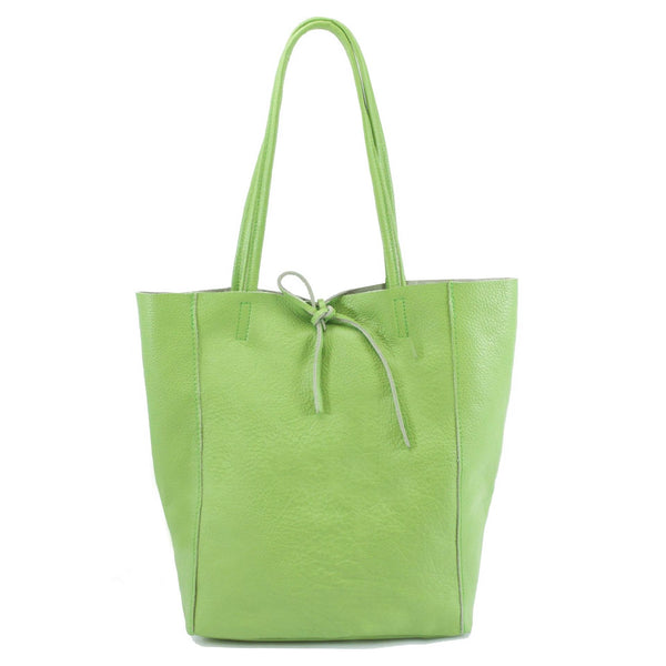 Italian Leather Large Shopper Tote with Tie Closure