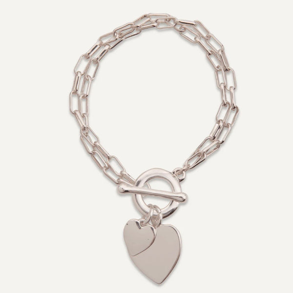 Sweetheart T-Bar Multi-Row Heart Bracelet In Silver-Tone