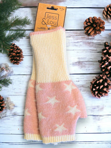 Black/White Star Fingerless Glove/Wrist Warmer GL113