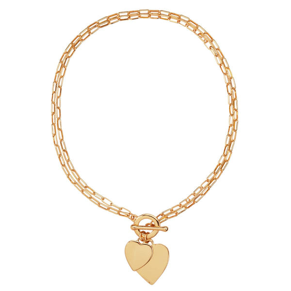 Sweetheart Gold Heart Chain Link Necklace