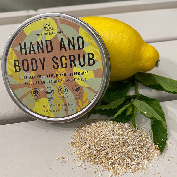 Oatmeal Hand/Body Scrub with Peppermint & Lemon Essential