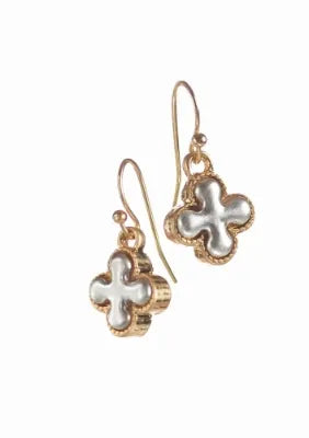 Byzantine Metallica Cross Drops - Worn Gold & Silver earrings