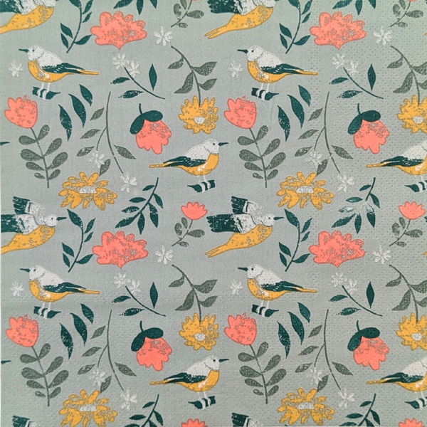 Birds And Flowers Paper Napkins
