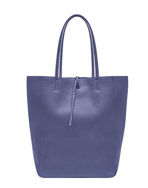 Italian Leather Large Shopper Tote with Tie Closure