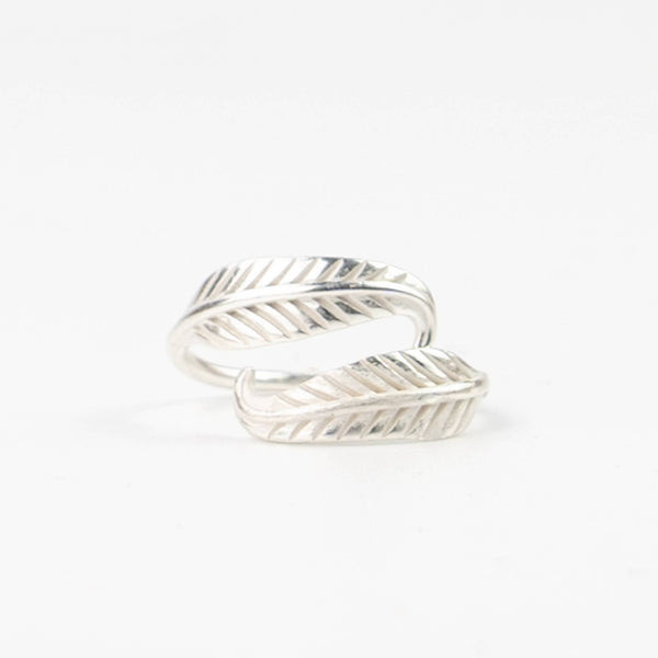 Bocca Feather Ring, Adjustable Silver Statement Ring