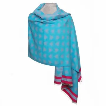 Blue Reversible Heart Pashmina