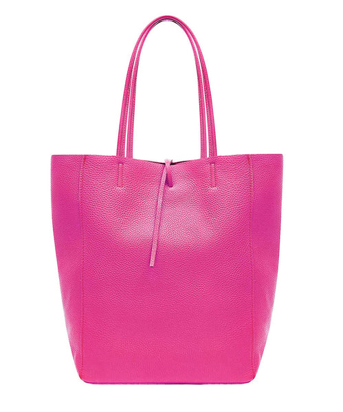 Italian Leather Large Shopper Tote with Tie Closure