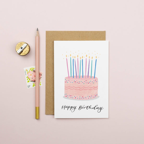 Happy Birthday Pink Cake Card