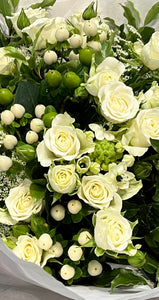 Seasonal bunch of white luxury flowers