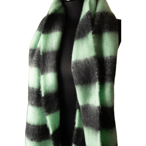 Black and Green Striped Chunky Winter Scarf SW751