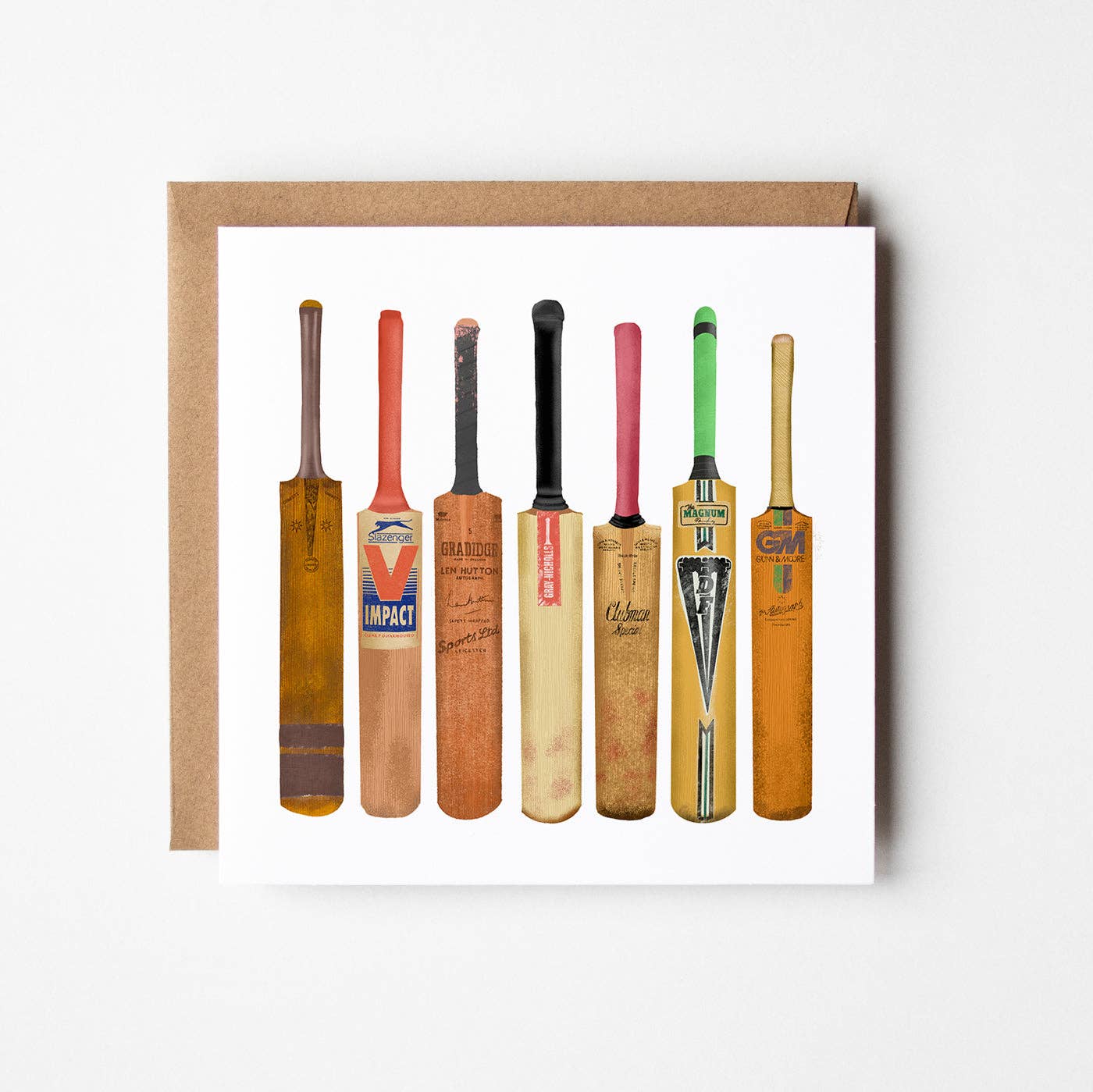Cricket Bats - blank greetings card