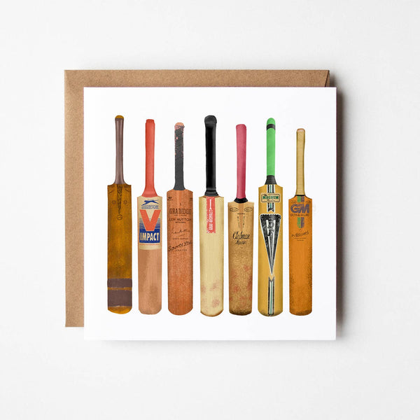 Cricket Bats - blank greetings card