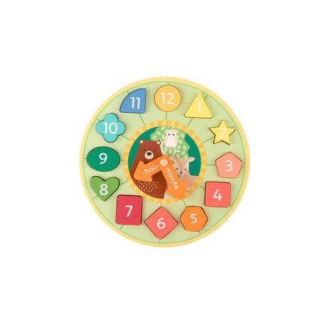 Wooden shape sorting clock