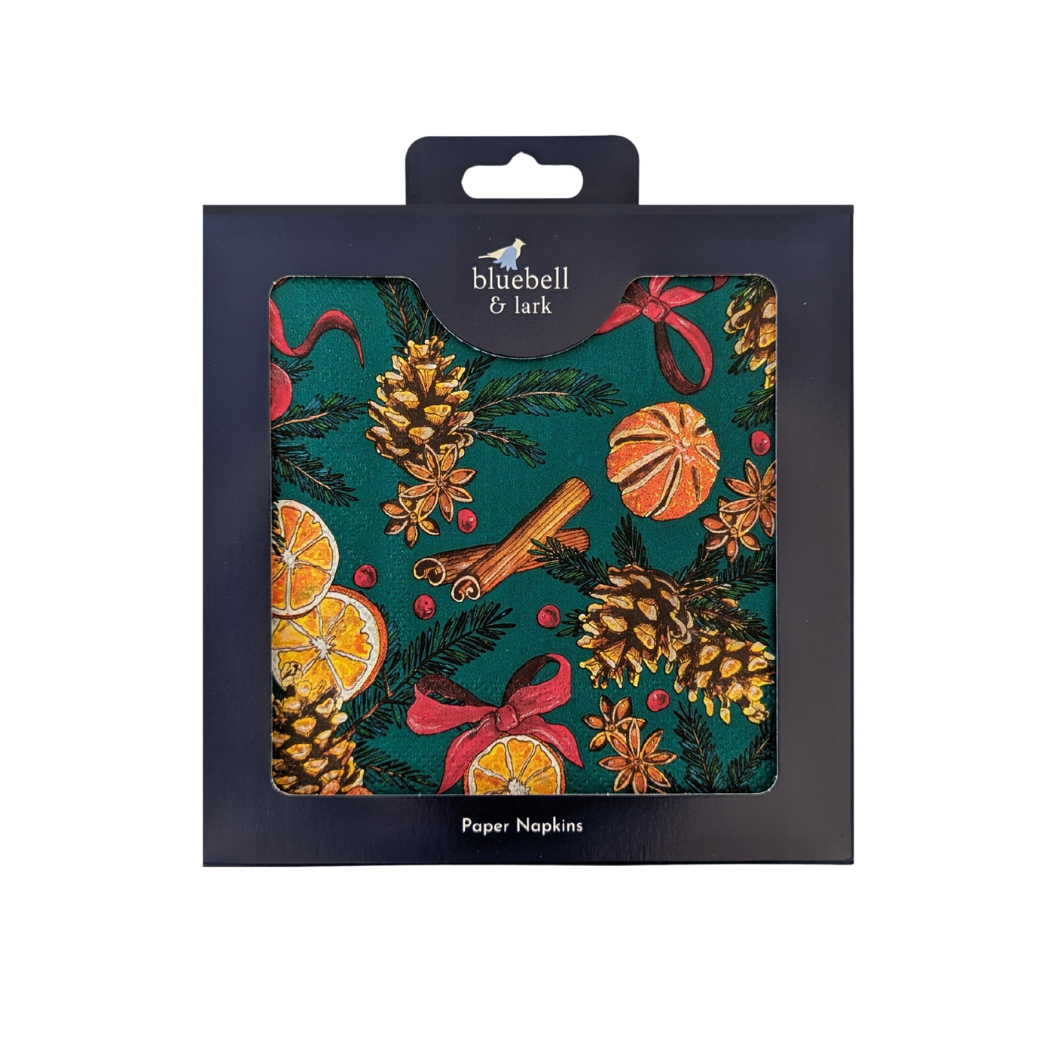 Green Orange And Cinnamon Festive Paper Napkins