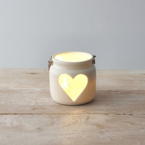 White Heart Mini Tealight Lantern