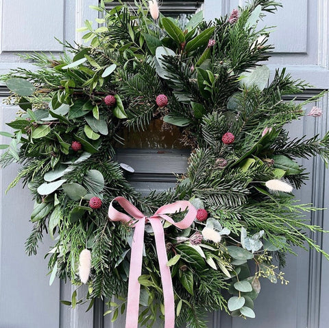 Pinks 12” Christmas handmade wreath