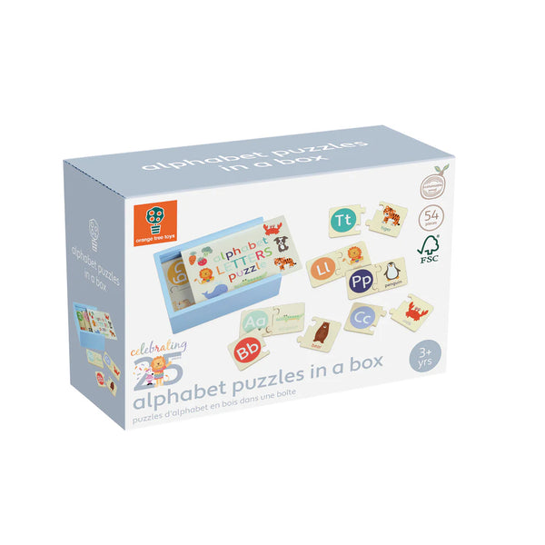 Wooden puzzles in a box