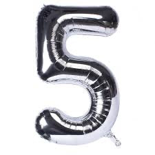 5 Silver helium balloon 34”