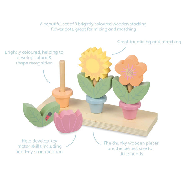 Wooden stacking flower pots