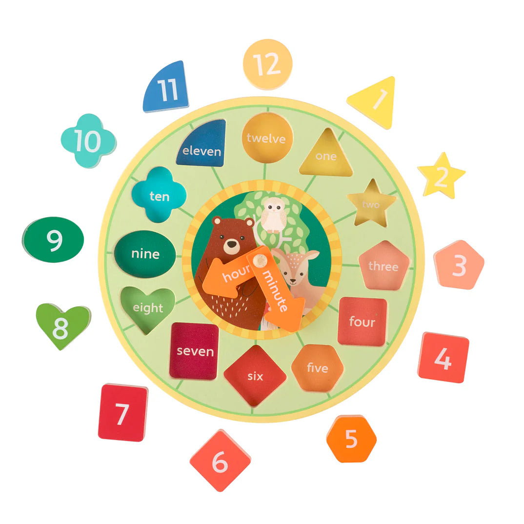 Wooden shape sorting clock – Jules At Home