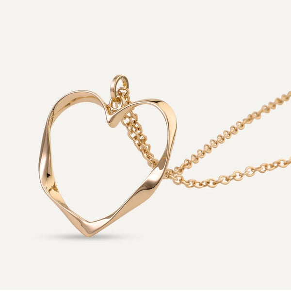 Short Open Heart Pendant Necklace In Gold-Tone