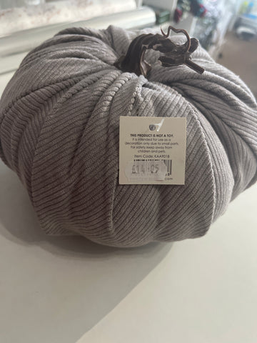 X Large grey fabric pumpkins 20x 20cm!