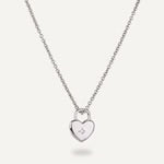 Silver tone heart locker style necklace