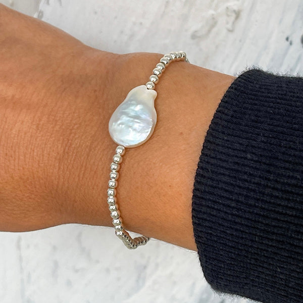 Ocean Bracelet - Silver Plated & Baroque Pearl