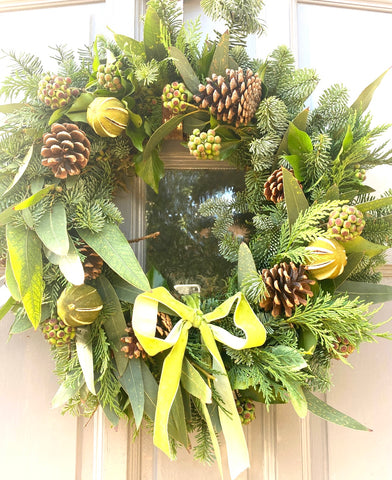 Handmade Christmas Wreath - Lime Green