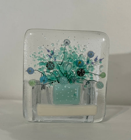 Handmade glass tea light holder