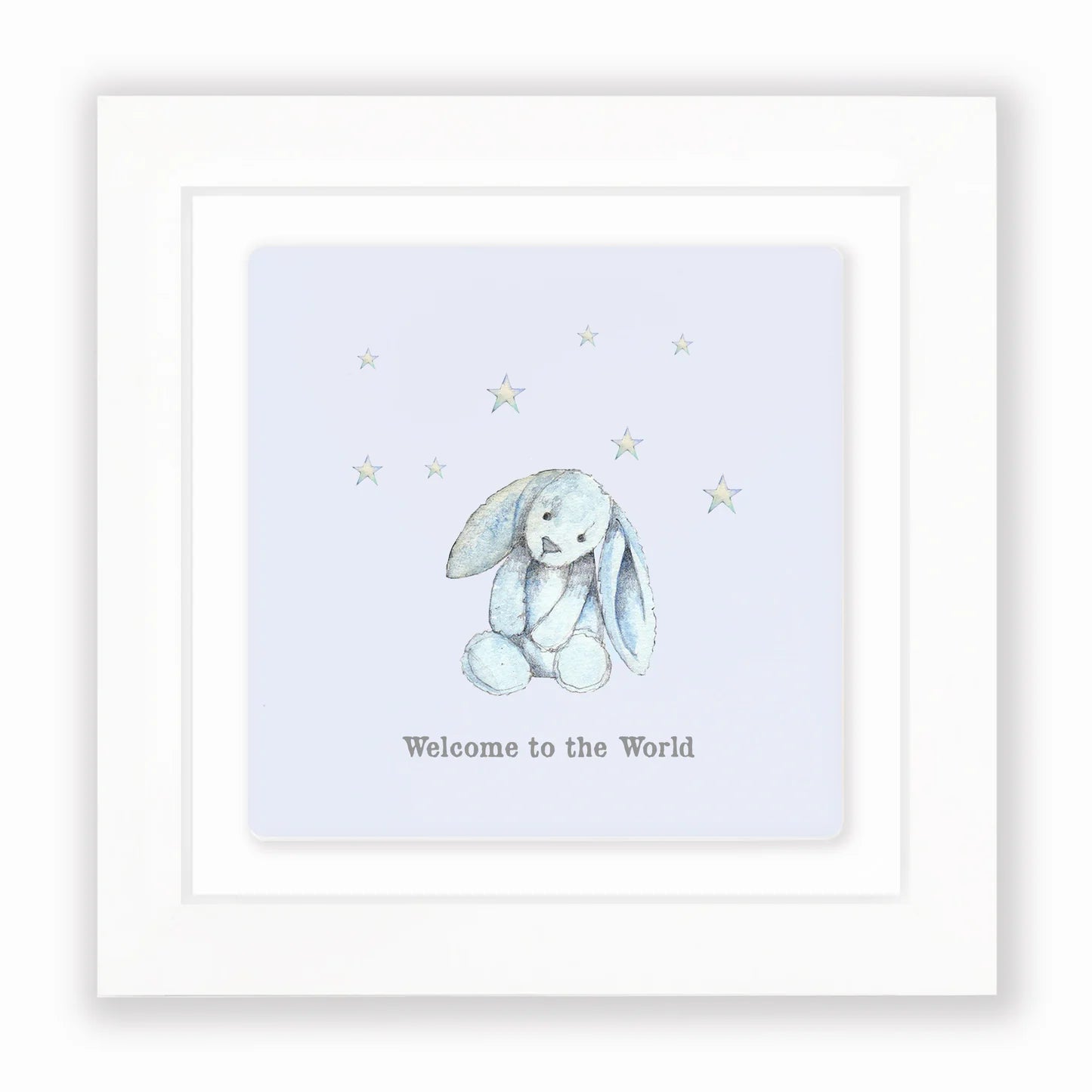 Crumble and core blue baby welcome to the world framed tile