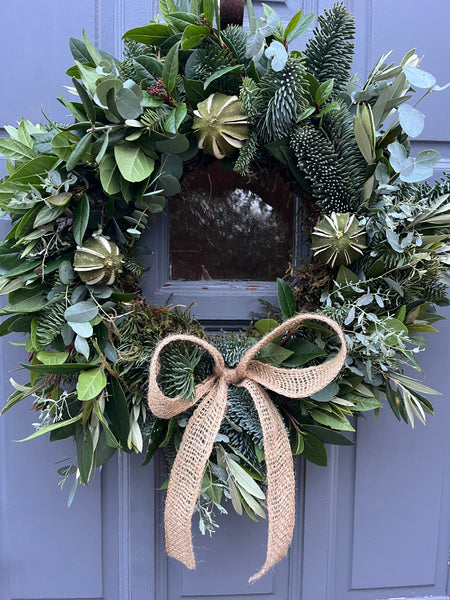 Natural olive, eucalyptus and lime wreath large