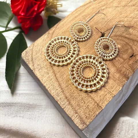 Filigree Double Circle Drop Earrings