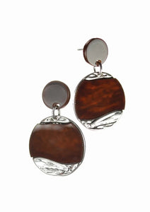 Penny Moon Drops - Worn Silver/Cocoa earrings