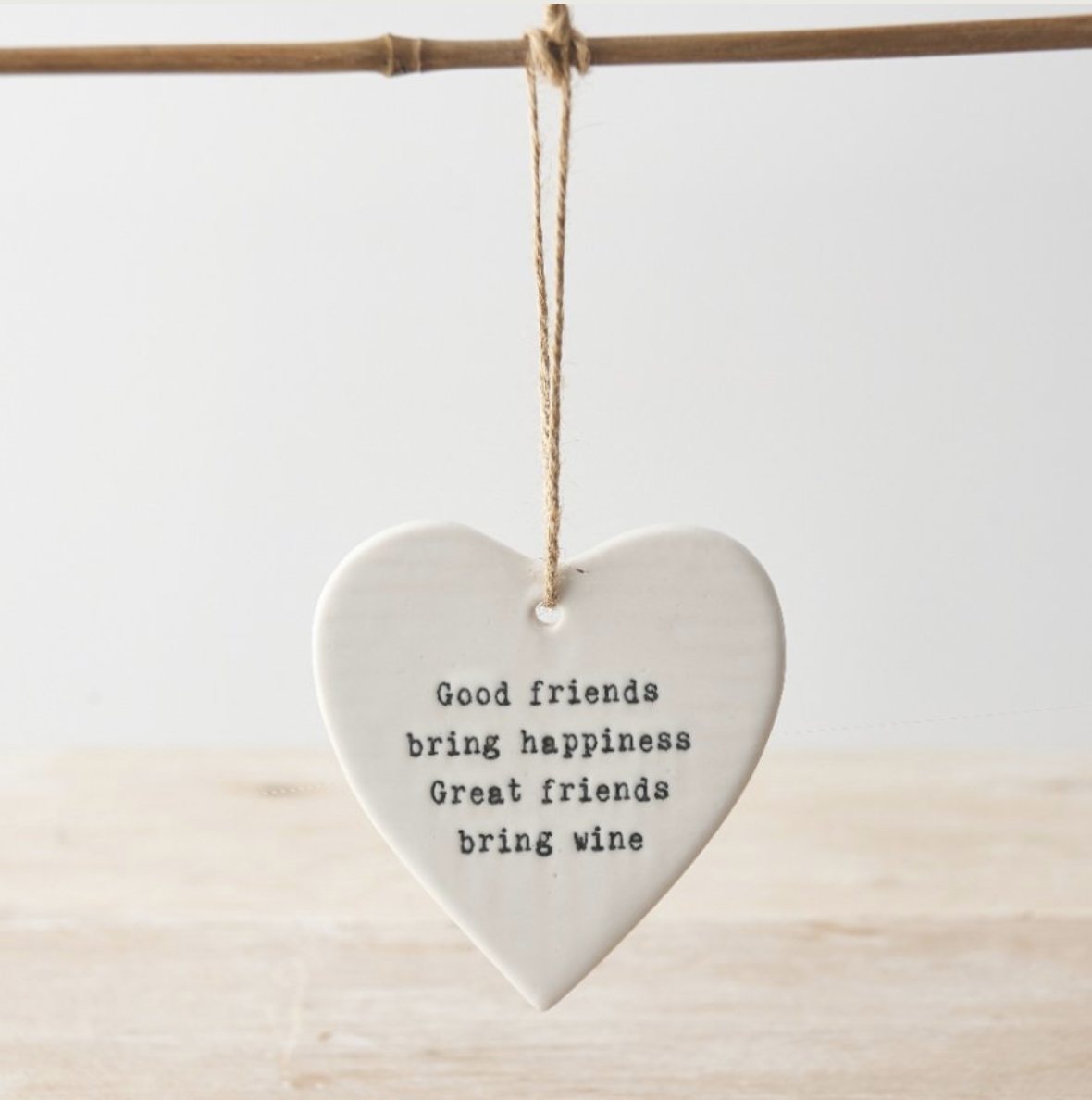 "Good Friends" White Ceramic Hanging Heart