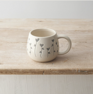 Grey Heart Flower Mug