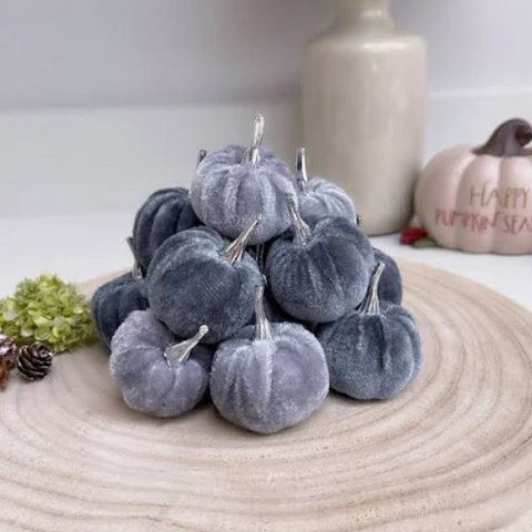 Mini Grey Pumpkin Decorations