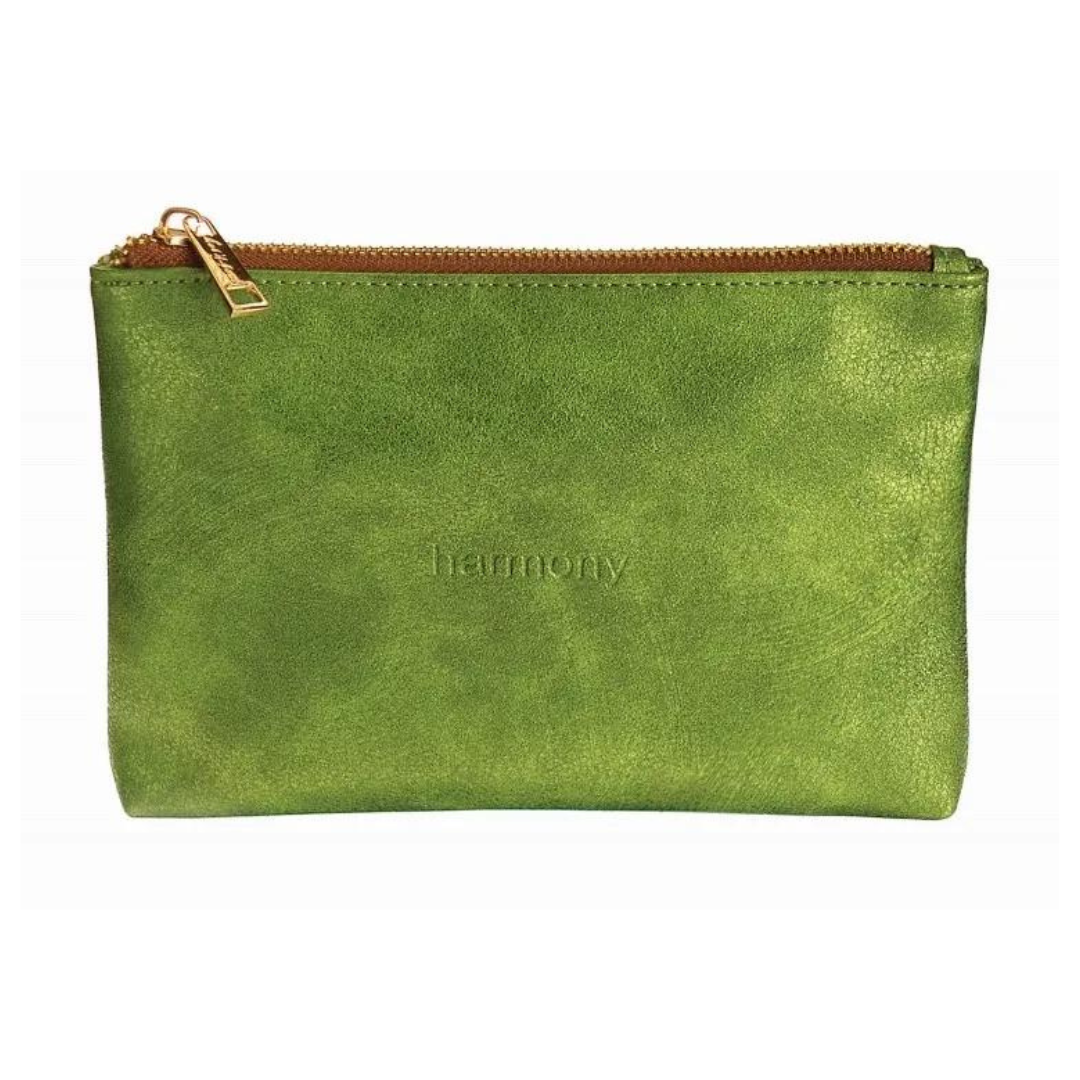 'Harmony' Faux Leather Pouch - Pea & Cocoa