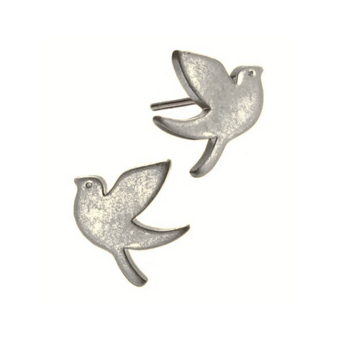 "Love Bird" Worn Silver Studs