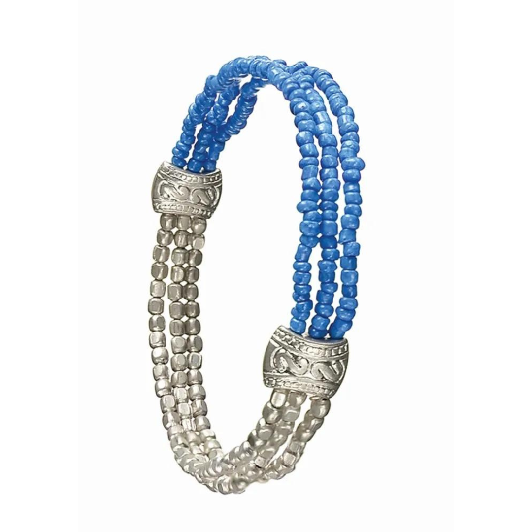 "Indi Festival" Beaded Bracelet - Cobalt